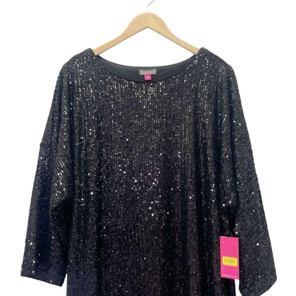 Vince Camuto Black Sequin Long Sleeve Dress - Picture 5 of 14